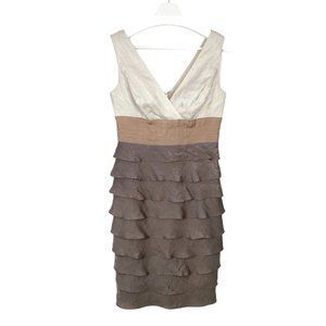 Vintage ADRIANNA PAPELL Layered Ruffle Shimmer Sheath Dress 4